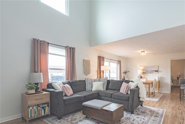 811 Sunset Cir Unit 811, Cranberry Twp, PA 16066 - living area with light wood-type flooring and a towering ceiling