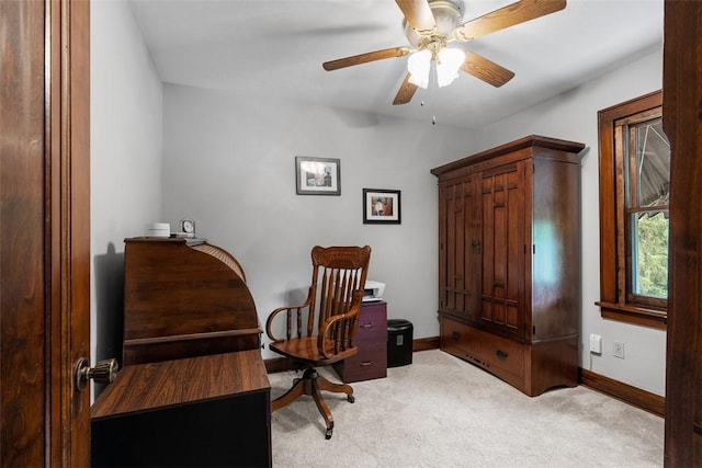 5517 Gibson Rd, Richland, PA 15044 - office area featuring a ceiling fan and light colored carpet