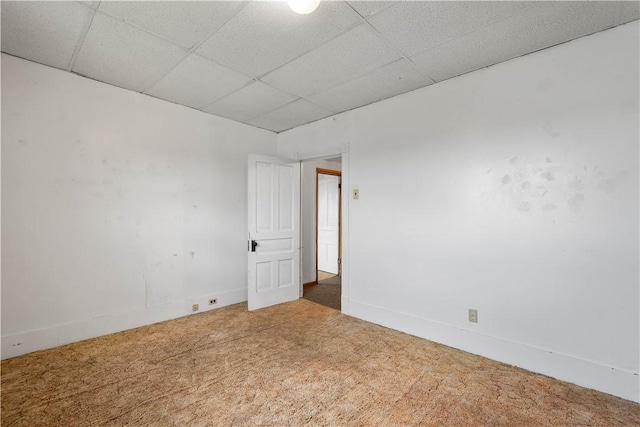 625 N Main St, City Of Washington, PA 15301 - carpeted empty room with a paneled ceiling and baseboards