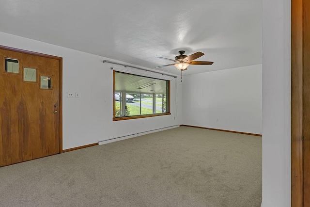 105 Eakin Dr, Brighton Twp, PA 15009 - carpeted empty room with a baseboard radiator and ceiling fan