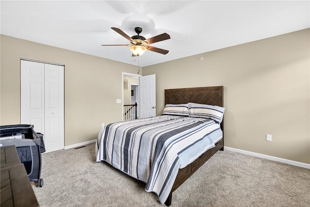 2000 Moccasin Dr, South Strabane, PA 15301 - carpeted bedroom with a closet and a ceiling fan