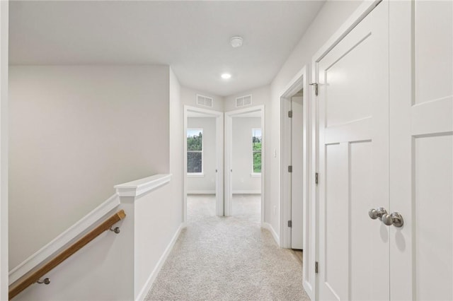 118 River Ridge Drive, Moon/Crescent Twp, PA 15108 - hallway featuring an upstairs landing, light carpet, and recessed lighting