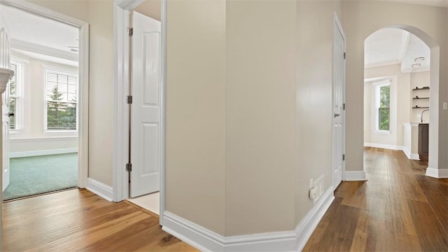 224 Adams Pointe Blvd Unit 1, Adams Twp, PA 16046 - hallway featuring arched walkways and wood finished floors