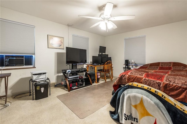 1029 3rd St, Baden, PA 15005 - carpeted bedroom with cooling unit, an office area, and ceiling fan