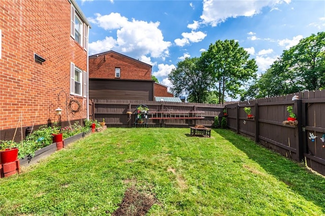 1029 3rd St, Baden, PA 15005 - fenced backyard featuring an outdoor fire pit