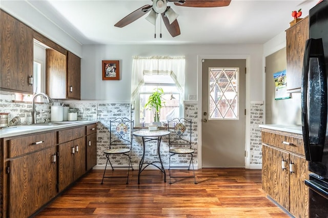 1029 3rd St, Baden, PA 15005 - kitchen featuring a ceiling fan, light wood-style floors, and light countertops