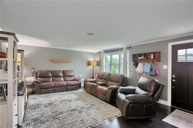 1445 Raven Dr, Pittsburgh, PA 15243 - living area featuring wood finished floors and ornamental molding