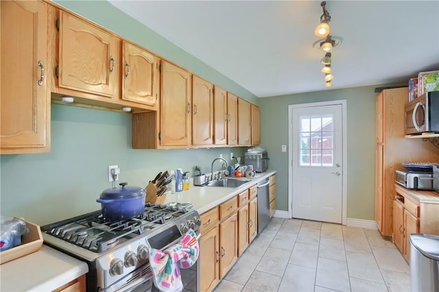 1445 Raven Dr, Pittsburgh, PA 15243 - kitchen with appliances with stainless steel finishes, light countertops, and light brown cabinets
