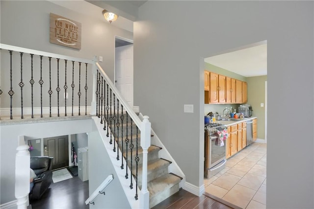 1445 Raven Dr, Pittsburgh, PA 15243 - stairs featuring baseboards and wood finished floors