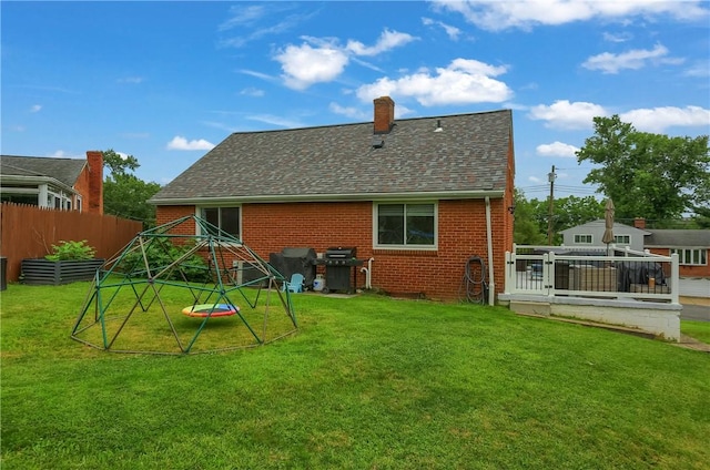 1445 Raven Dr, Pittsburgh, PA 15243 - back of property with roof with shingles, brick siding, and a chimney