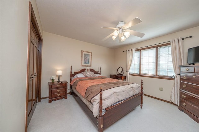 803 Birch Field Ct, Marshall, PA 15090 - bedroom with light carpet, a ceiling fan, and a closet