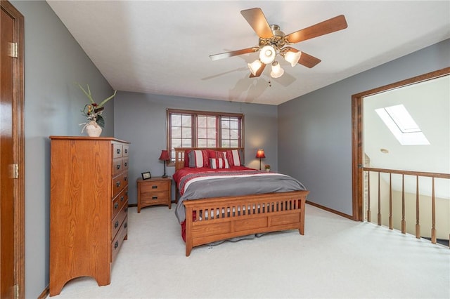 803 Birch Field Ct, Marshall, PA 15090 - bedroom featuring a skylight, light carpet, and ceiling fan