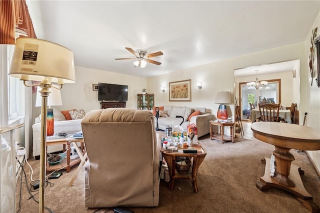 161 Thorne Dr N, Franklin Twp, PA 15301 - living area with carpet flooring, ceiling fan, and a chandelier