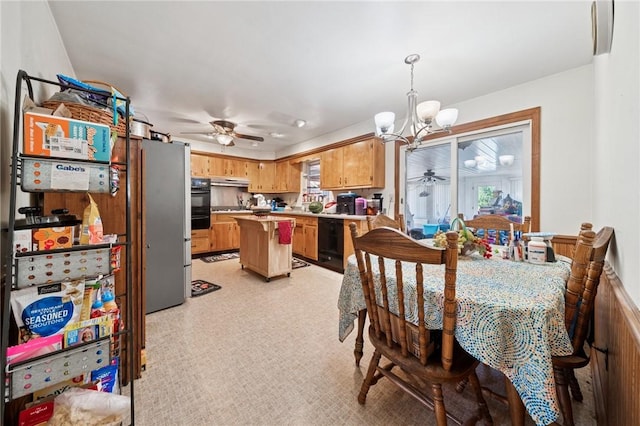 161 Thorne Dr N, Franklin Twp, PA 15301 - dining area with ceiling fan, a chandelier, and light carpet