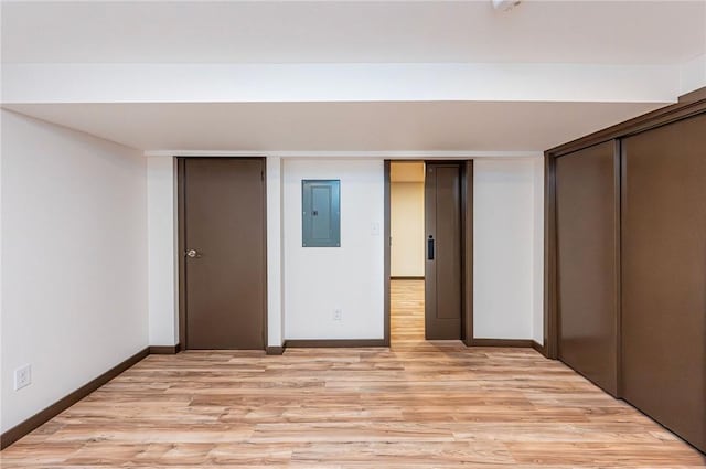 5 Bel Aire Dr, Murrysville, PA 15626 - unfurnished bedroom featuring electric panel, light wood-style floors, and two closets