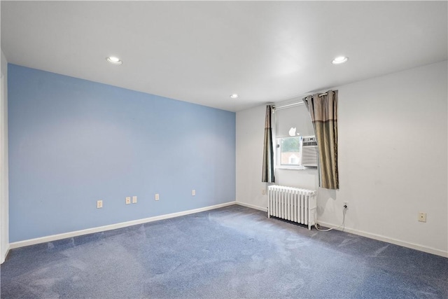 1810 Fairland St, Carrick, PA 15210 - spare room featuring radiator, recessed lighting, dark carpet, and cooling unit