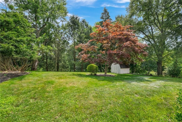315 Olive St, Mccandless, PA 15237 - view of green lawn with a storage shed and a view of trees