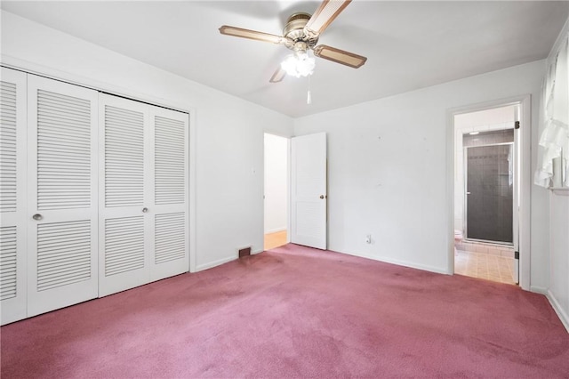 315 Olive St, Mccandless, PA 15237 - unfurnished bedroom featuring carpet, a closet, ensuite bathroom, and ceiling fan