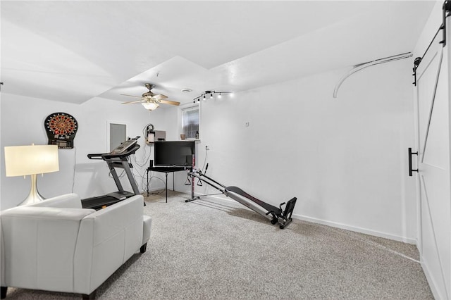 1049 Waterford Ct E, North Strabane, PA 15317 - workout area with ceiling fan and light colored carpet
