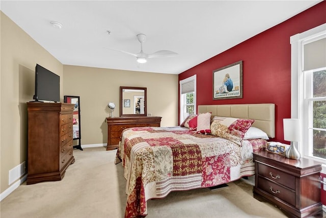 1049 Waterford Ct E, North Strabane, PA 15317 - bedroom with light carpet and a ceiling fan