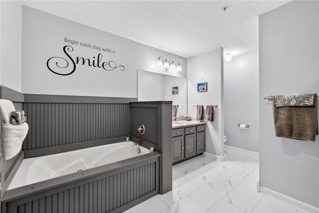 1049 Waterford Ct E, North Strabane, PA 15317 - full bath with marble finish flooring, vanity, and a tub with jets