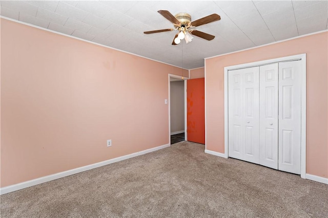 5342 Pleasant Unity Rd, Latrobe, PA 15650 - unfurnished bedroom with carpet flooring, a closet, crown molding, and a ceiling fan