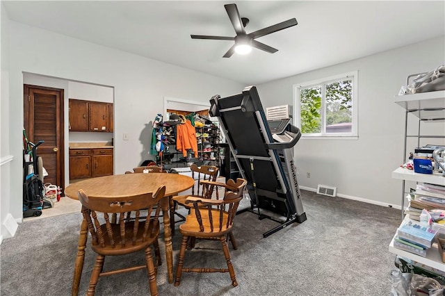 53 Fountain St, Crafton, PA 15205 - workout area with ceiling fan and carpet floors