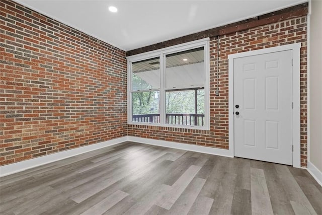 1082 N Boundary, Cranberry Twp, PA 16066 - entryway featuring brick wall, wood finished floors, and recessed lighting