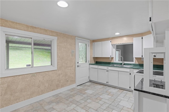 1082 N Boundary, Cranberry Twp, PA 16066 - kitchen with white cabinets, dark countertops, and recessed lighting