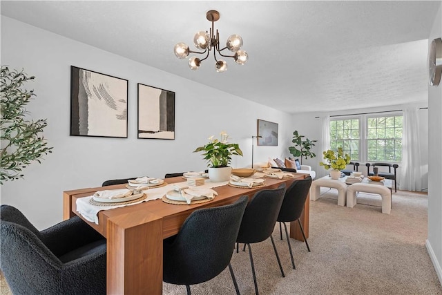1214 Regency Dr, Mccandless, PA 15237 - dining area with a chandelier, light carpet, and a textured ceiling