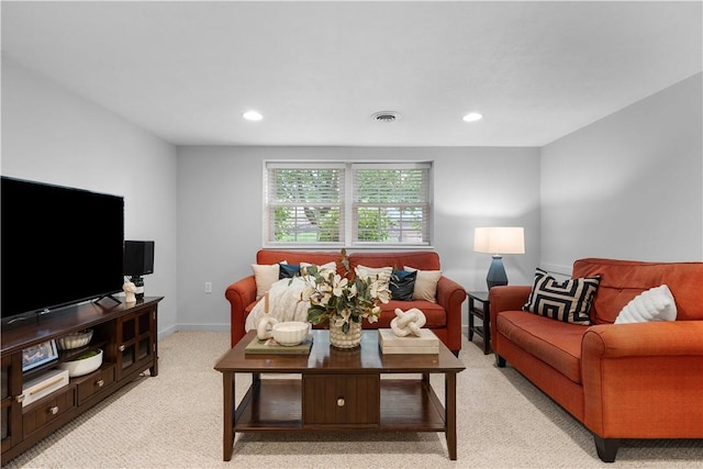 1214 Regency Dr, Mccandless, PA 15237 - living room featuring light carpet and recessed lighting