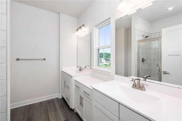 504 Nolan Cir, Cranberry Twp, PA 16066 - full bath with wood finished floors, vanity, and a stall shower