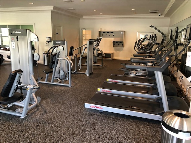 504 Nolan Cir, Cranberry Twp, PA 16066 - exercise room with ornamental molding and recessed lighting