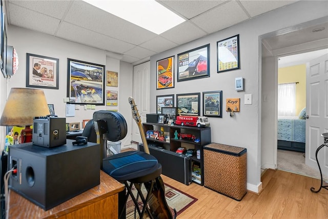 422 Ella St, Bloomfield, PA 15224 - home office featuring a paneled ceiling and wood finished floors