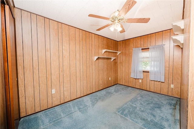 314 N 9th St, Apollo Boro, PA 15613 - carpeted empty room featuring ceiling fan and wooden walls