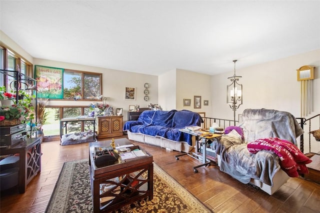 334 Park St, North Union Twp, PA 15401 - living room with wood-type flooring and a chandelier