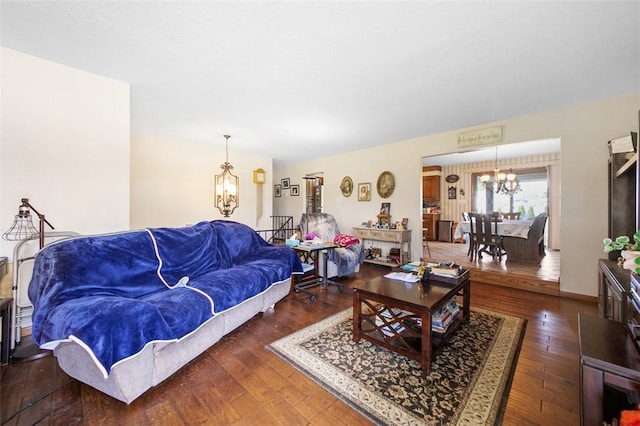 334 Park St, North Union Twp, PA 15401 - living area featuring a chandelier and hardwood / wood-style floors