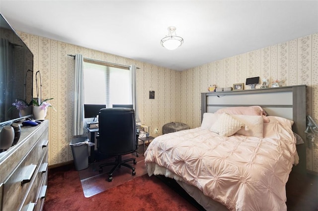 334 Park St, North Union Twp, PA 15401 - carpeted bedroom featuring an office area and wallpapered walls