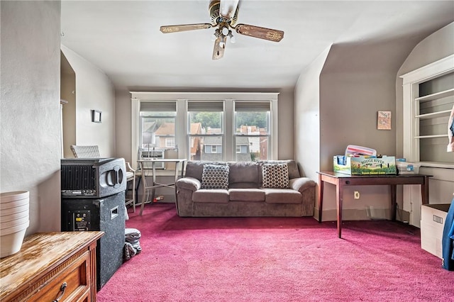 1860 Jancey St, Morningside, PA 15206 - living room with carpet and a ceiling fan