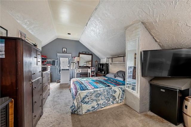 1860 Jancey St, Morningside, PA 15206 - carpeted bedroom with lofted ceiling and a textured ceiling