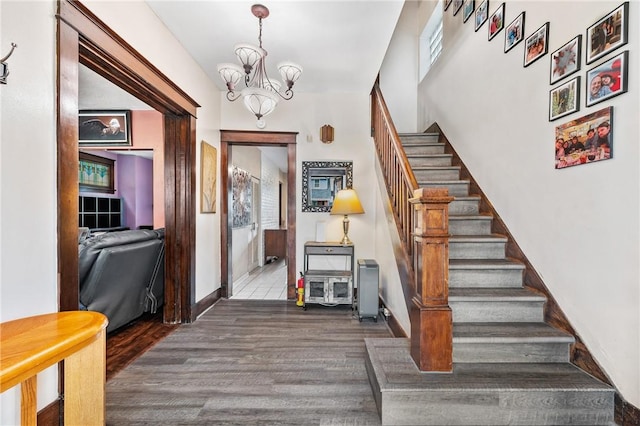 1860 Jancey St, Morningside, PA 15206 - foyer featuring stairs, a chandelier, and wood finished floors