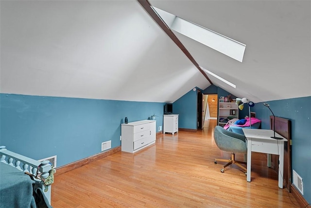 362 Ridge Rdg, Jackson Twp, PA 16063 - office area featuring a skylight, vaulted ceiling, and wood finished floors