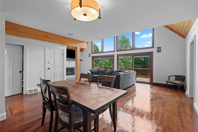 362 Ridge Rdg, Jackson Twp, PA 16063 - dining room featuring wood finished floors and high vaulted ceiling