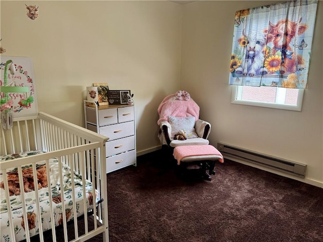 250 E Water St, Slippery Rock Boro, PA 16057 - carpeted bedroom with baseboard heating and a nursery area