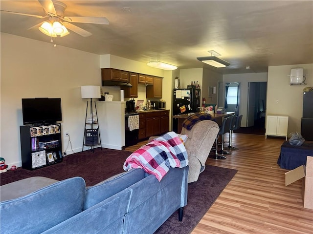 250 E Water St, Slippery Rock Boro, PA 16057 - living area featuring wood finished floors and ceiling fan