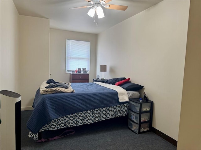 250 E Water St, Slippery Rock Boro, PA 16057 - bedroom with dark carpet and a ceiling fan