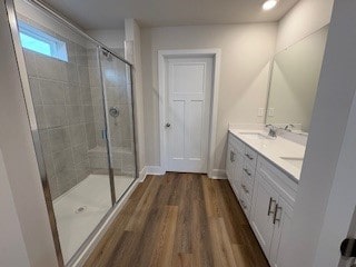 326 Stately Ct, Adams Twp, PA 16046 - full bath with a shower stall, double vanity, and wood finished floors