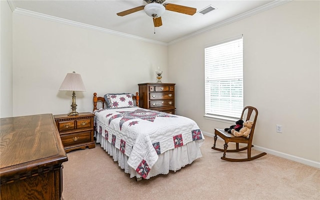489 Jenny Dr, Richland, PA 15044 - bedroom featuring carpet floors, multiple windows, crown molding, and ceiling fan
