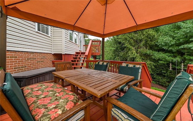 489 Jenny Dr, Richland, PA 15044 - wooden deck featuring outdoor dining space and stairs