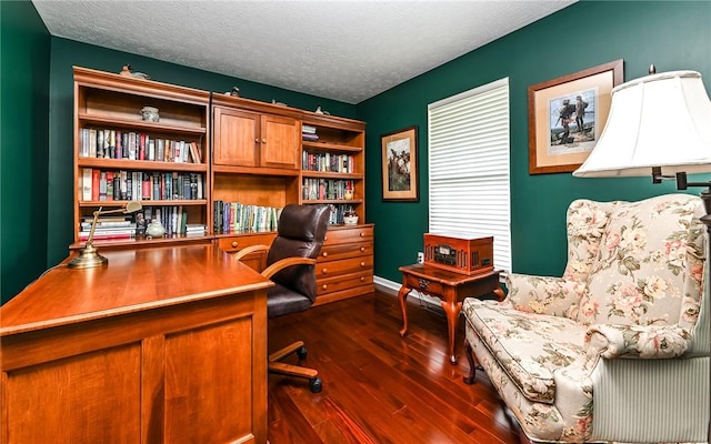 489 Jenny Dr, Richland, PA 15044 - office area featuring dark wood-type flooring and a textured ceiling